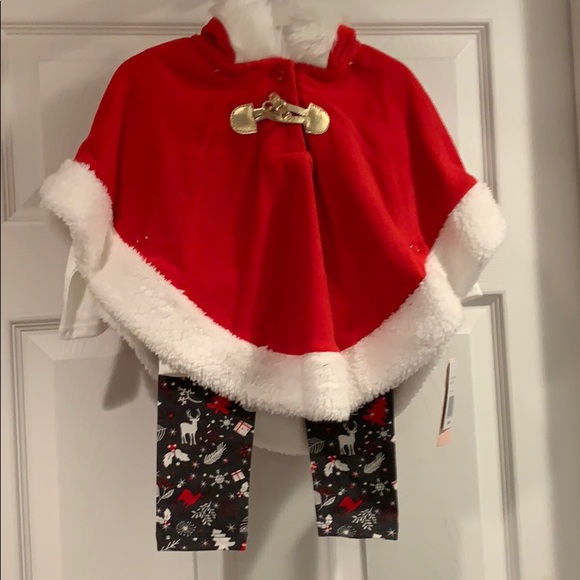 Little Lass Other - Christmas Poncho 3 piece set